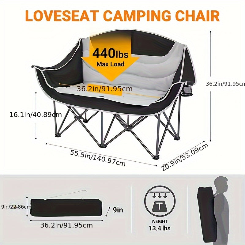 2-Person Folding Loveseat Camping Chair Outdoor