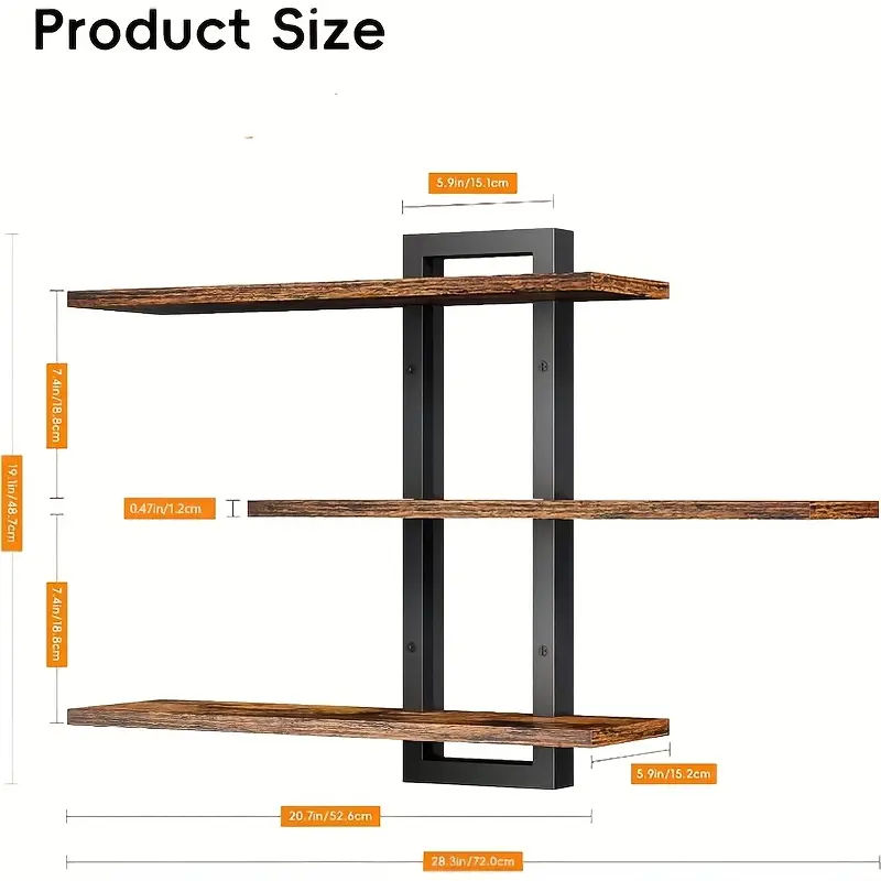 3-Tier Wall Shelves with Foldable Brackets